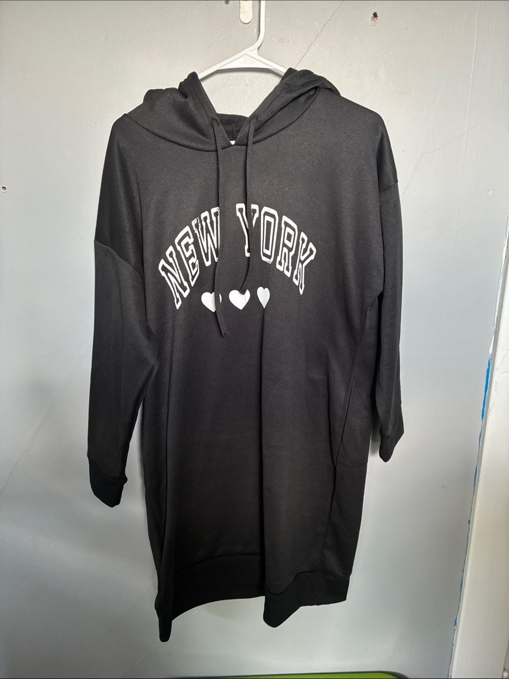 Absolutely Love It 1X Black New York Hoodie Sweatshirt dress cozy lounge beach